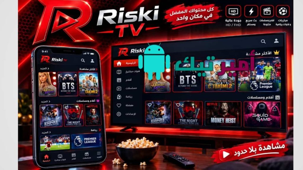 تحميل تطبيق Riski TV ريسكي تيفي APK أخر تحديث 2027 لمشاهدة القنوات و أفلام ومسلسلات للاندرويد مجاناً